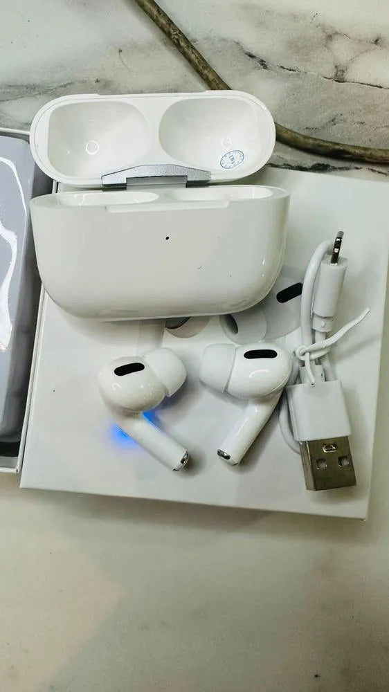 White Wireless Earbuds  With Charging Case