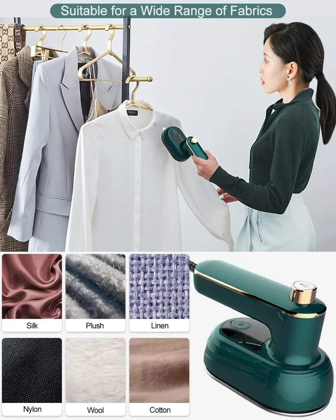 Green  Steam lron for Quick  Wrinkle Removal 500 in stock