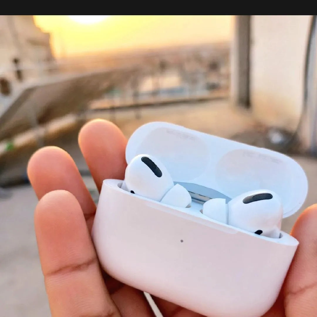 White Wireless Earbuds  With Charging Case