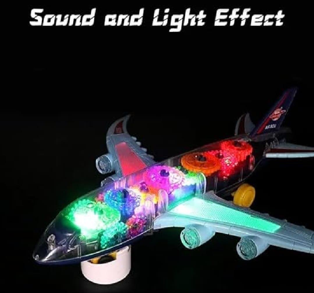 B/O Gear Plane Toy _Transparent  Gear Airplane with Lights  & Music