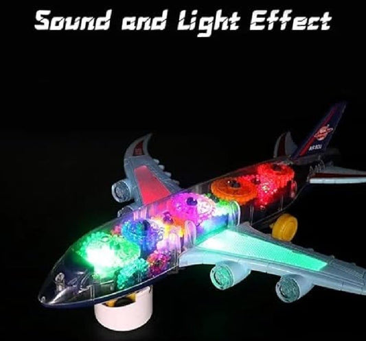 B/O Gear Plane Toy _Transparent  Gear Airplane with Lights  & Music